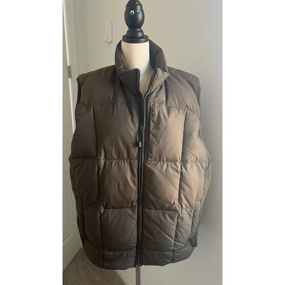 Eddie Bauer Premium Brown Goose Down Puffer Vest Full Zip Pockets Adult XL Tall - Picture 1 of 16